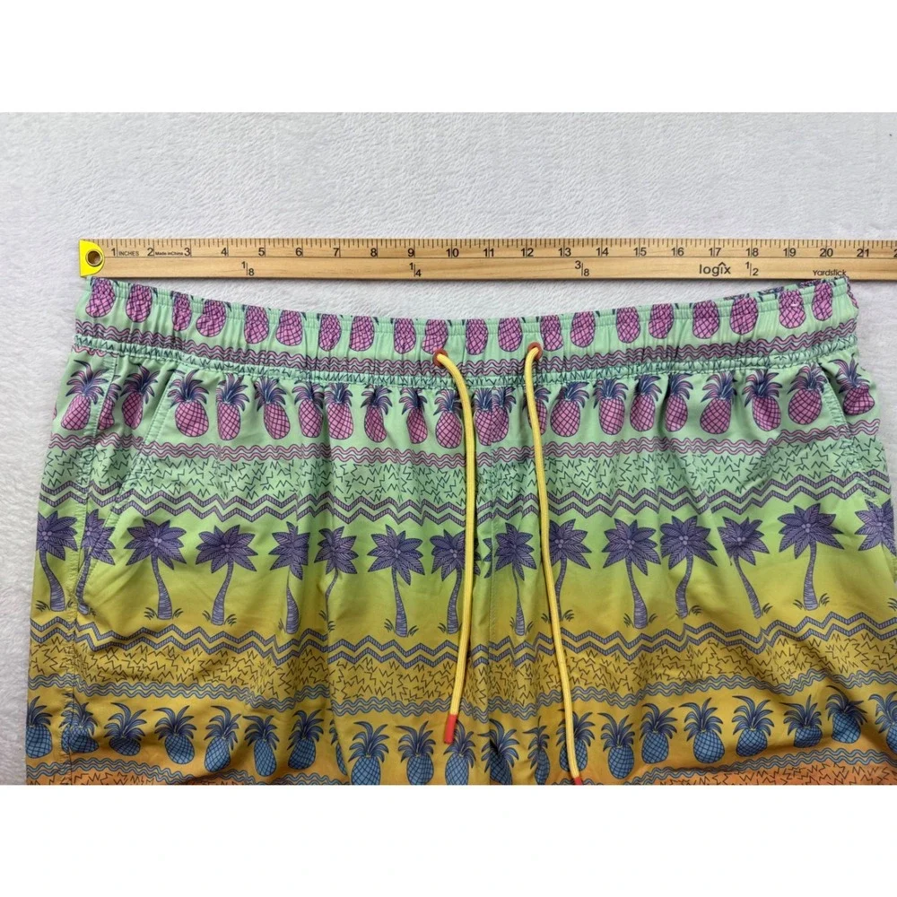 Caribbean Swimwear Mens 2XB Board Shorts Tropical Pineapple Palm Tree Ombre